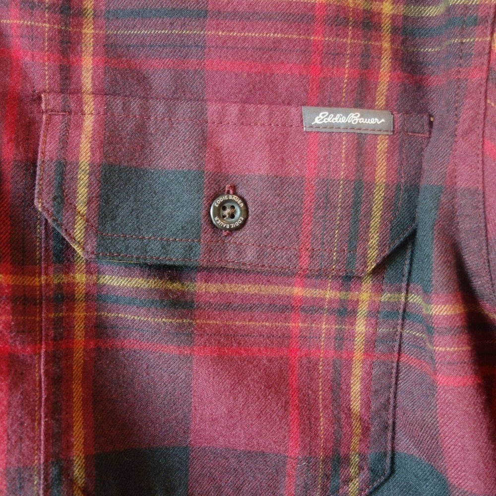 New Eddie Bauer Soft Flannel Button Up Shirt Red … - image 2